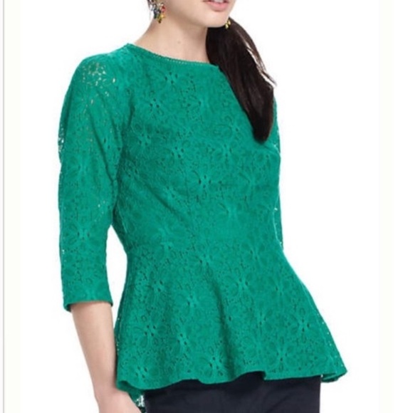 Anthropologie Tops - Anthropologie Moulinette Soeurs Lace Peplum Blouse Size 0